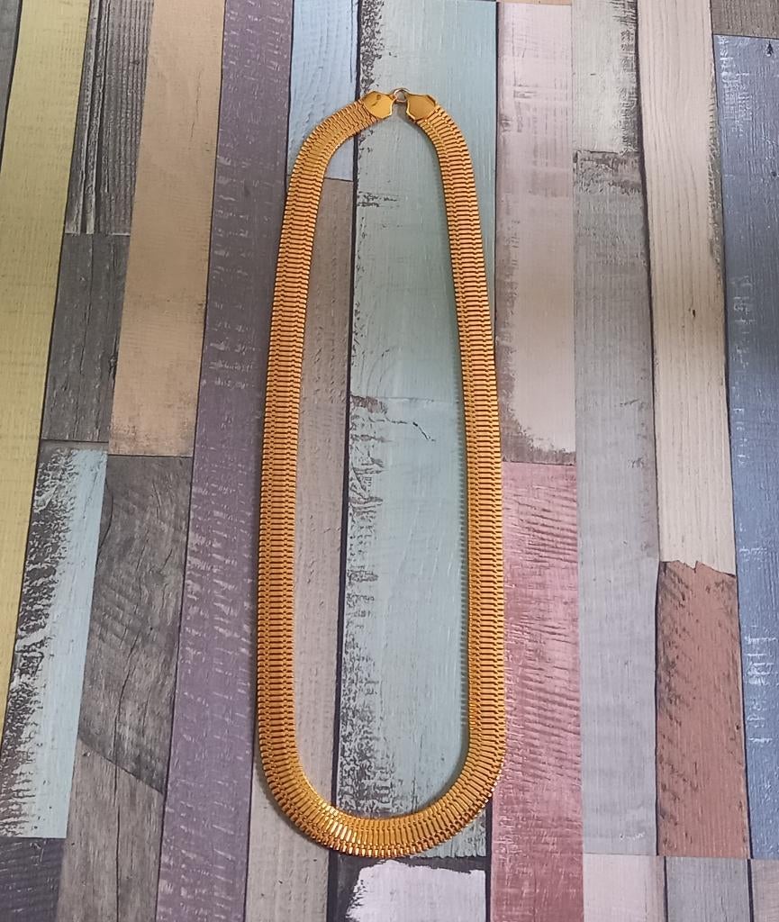 Vergulde ketting 75 cm plat, Ophalen of Verzenden, Zo goed als nieuw, Goud, Overige materialen