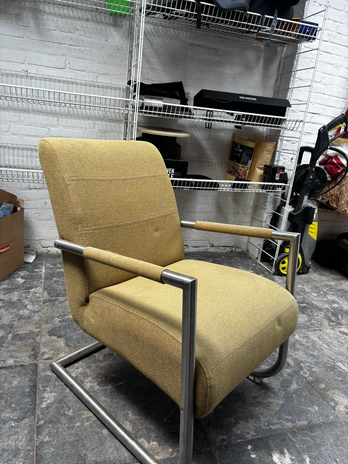 Comfortabele fauteuil met metalen frame, Ophalen, Gebruikt, Overige kleuren, Metaal