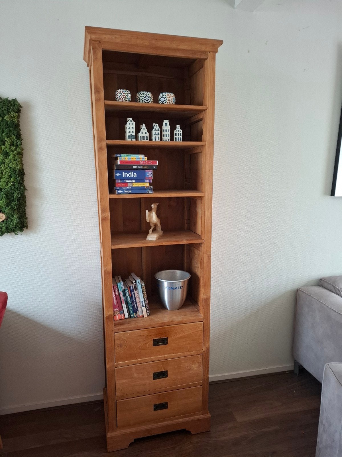 Teakhouten kast met 3 laden - 220x65x43 cm, Ophalen