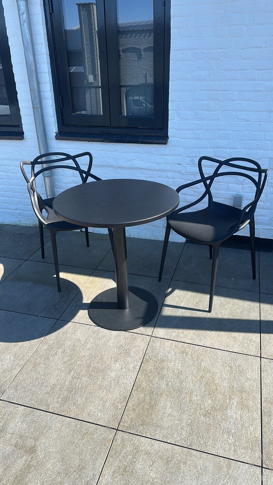 Gloednieuw mat zwart bistro tafeltje voor 2-3 personen, Ophalen, Nieuw, Rond, Metaal