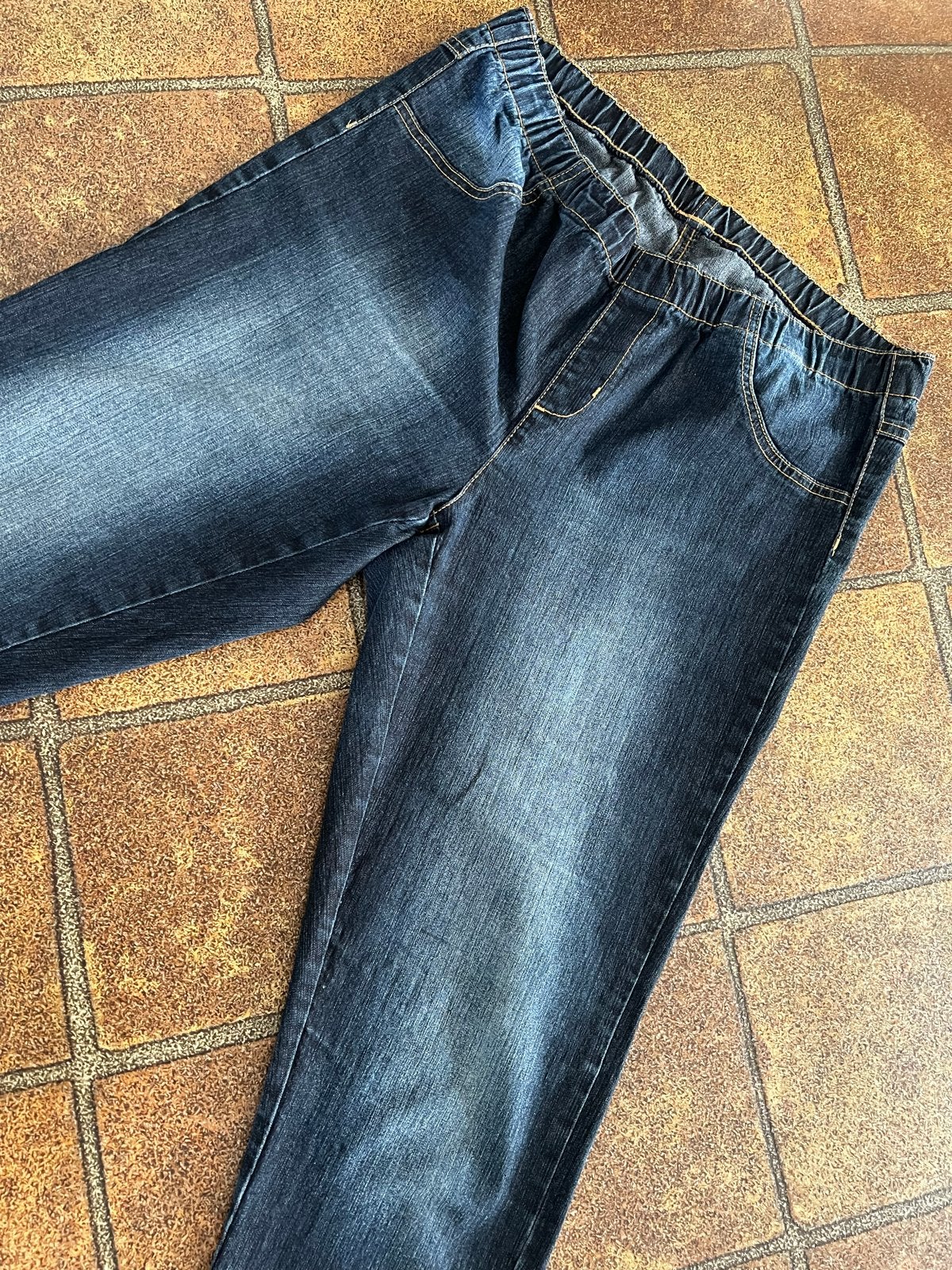C&A dames spijkerbroek met elastische tailleband,maat 44, Blauw, Maat 42/44 (L), Ophalen of Verzenden, Lang