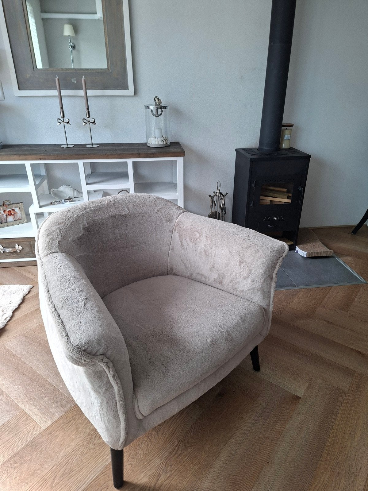 Riviera Maison Fluffy Fauteuille, Huis en Inrichting, Ophalen, Gebruikt, 75 tot 100 cm, 75 tot 100 cm