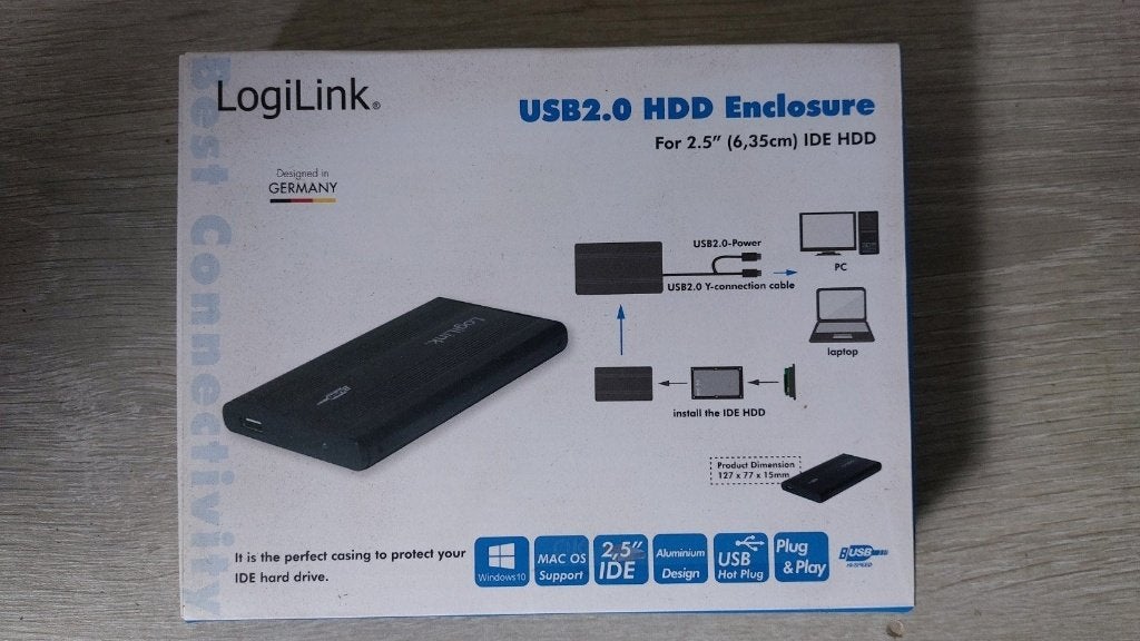 LogiLink IDE USB2.0 HDD Behuizing voor 2.5" IDE HDD, Server, HDD, 2.5" (6,35cm), Nieuw