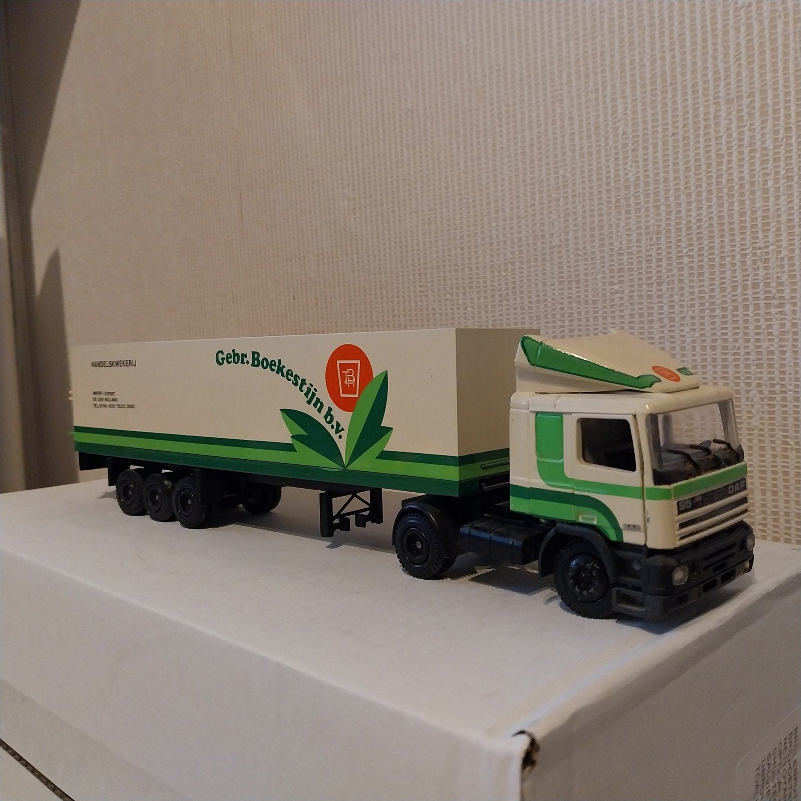 Tekno DAF 95 380 ATI truck met oplegger Gebr. Boekestijn b.v, Hobby en Vrije tijd, Ophalen of Verzenden, Zo goed als nieuw, Bus of Vrachtwagen