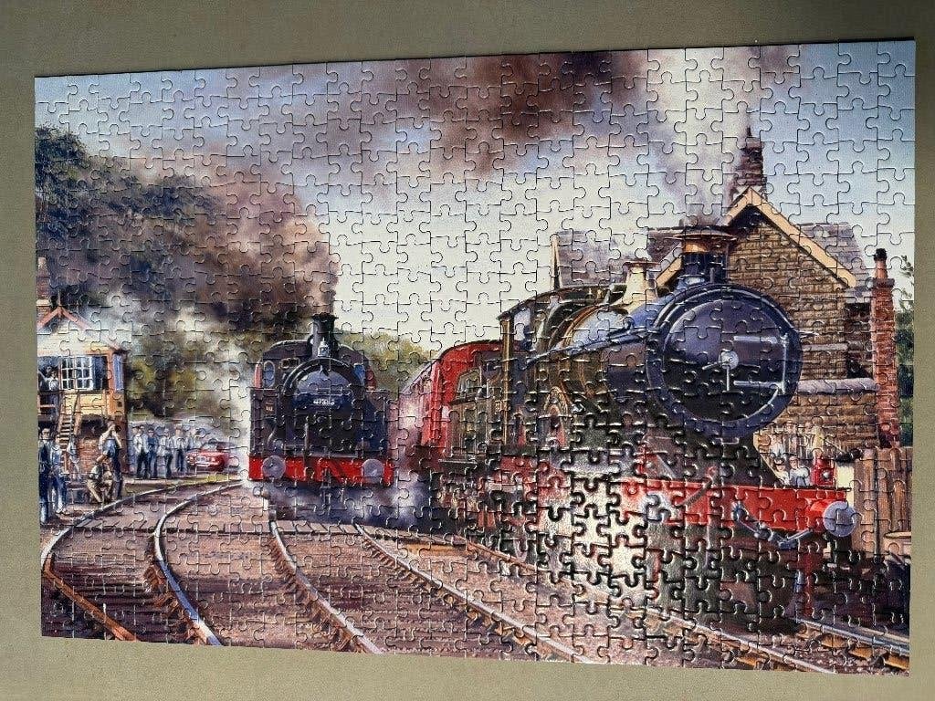 Gibsons puzzle locomotieven 500 stukjes, Ophalen of Verzenden, 500 t/m 1500 stukjes, Zo goed als nieuw, Legpuzzel