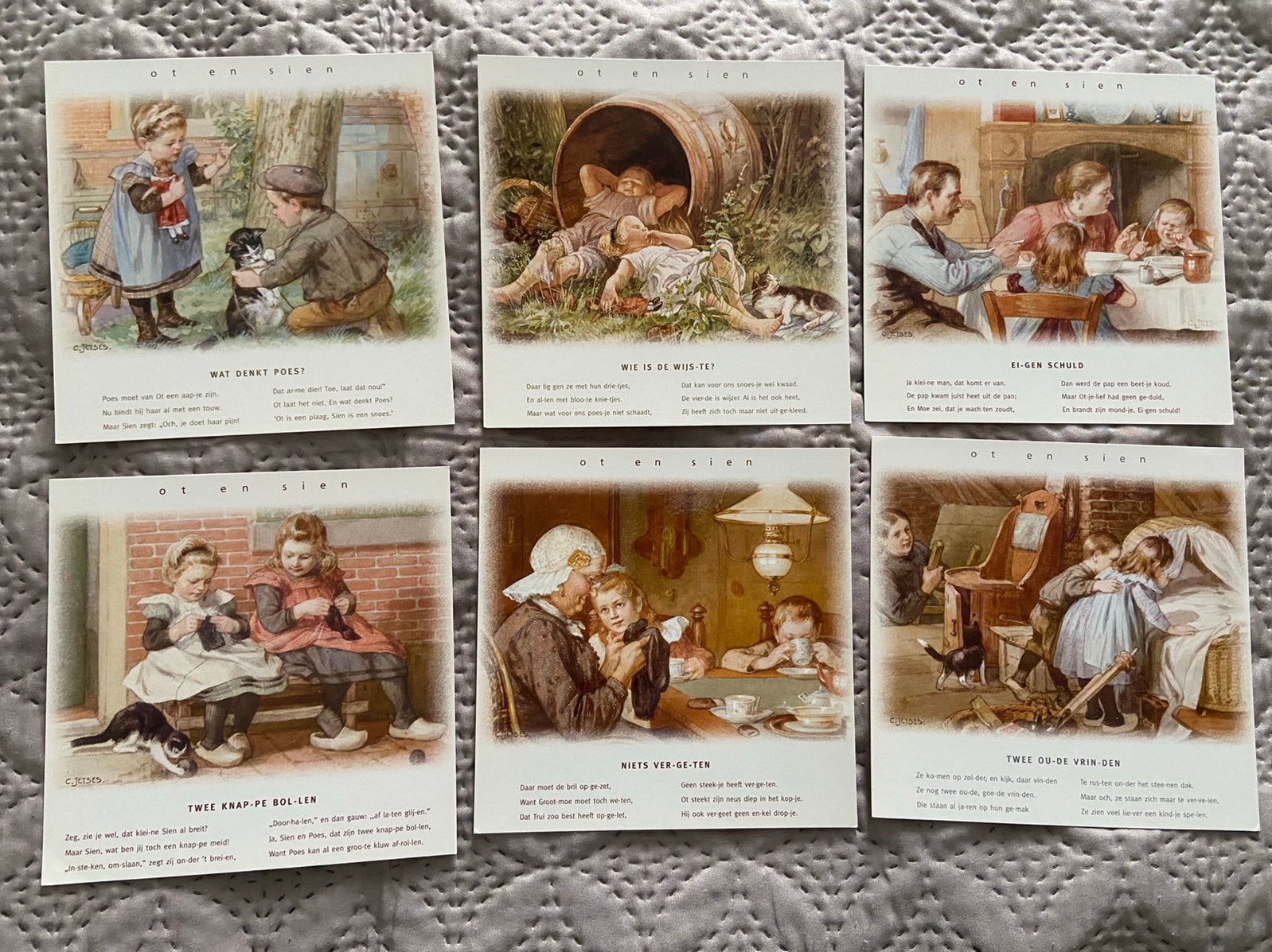 6 x prent van C Jetses Ot en Sien verhaaltjes, Ophalen of Verzenden, Voor 1940, Zo goed als nieuw