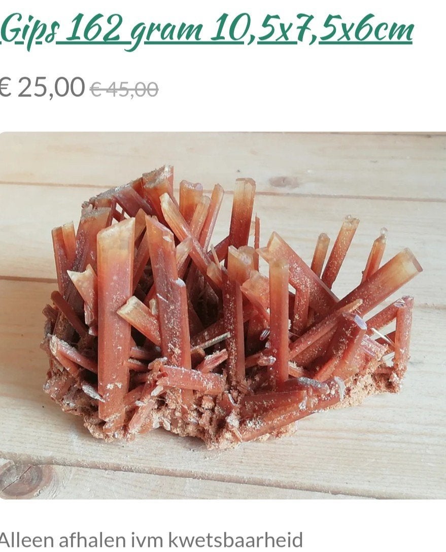 Gips 162 gram 10,5cm, Verzamelen, Mineralen en Fossielen, Ophalen, Mineraal