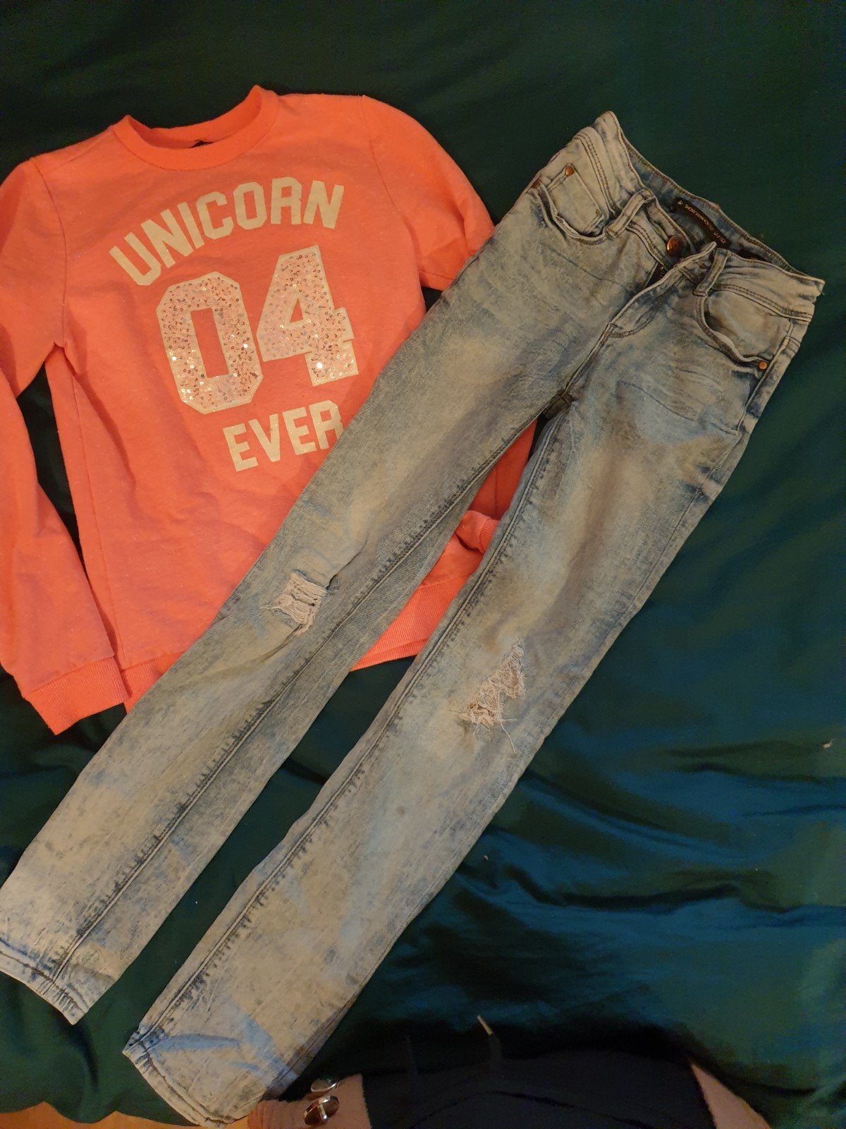 Coolcat set spijkerbroek en trui 152-164 Coolcat set spijker, Ophalen, Zo goed als nieuw, Meisje, Broek