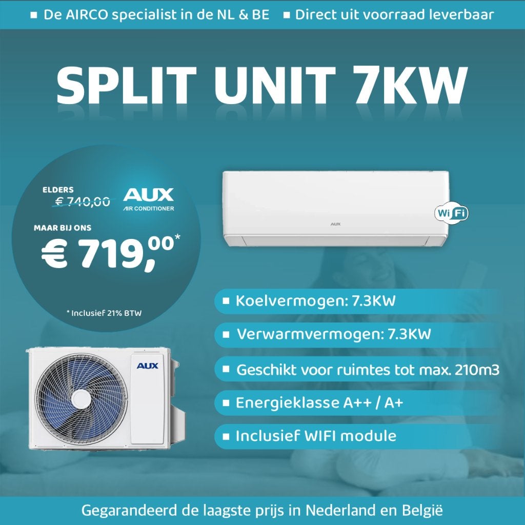 Aux Airco Split Unit - 7 kW + WiFi Freedom, Ophalen, Nieuw