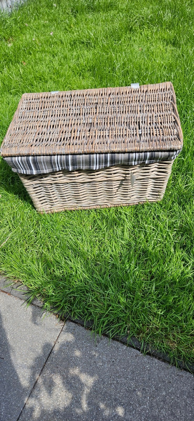 Rotan mand met stoffen voering, Huis en Inrichting, Woonaccessoires | Krantenbakken en Lectuurbakken, Ophalen, Gebruikt