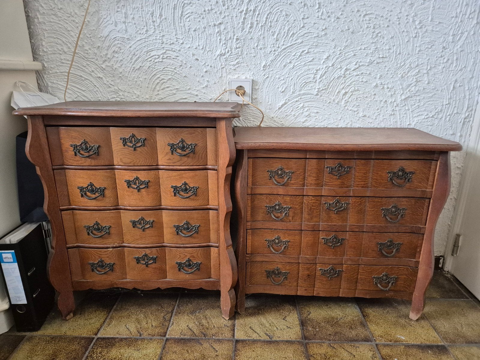 2 antieke ladekasten/nachtkastjes, Ophalen, Gebruikt, 50 tot 100 cm, Minder dan 100 cm