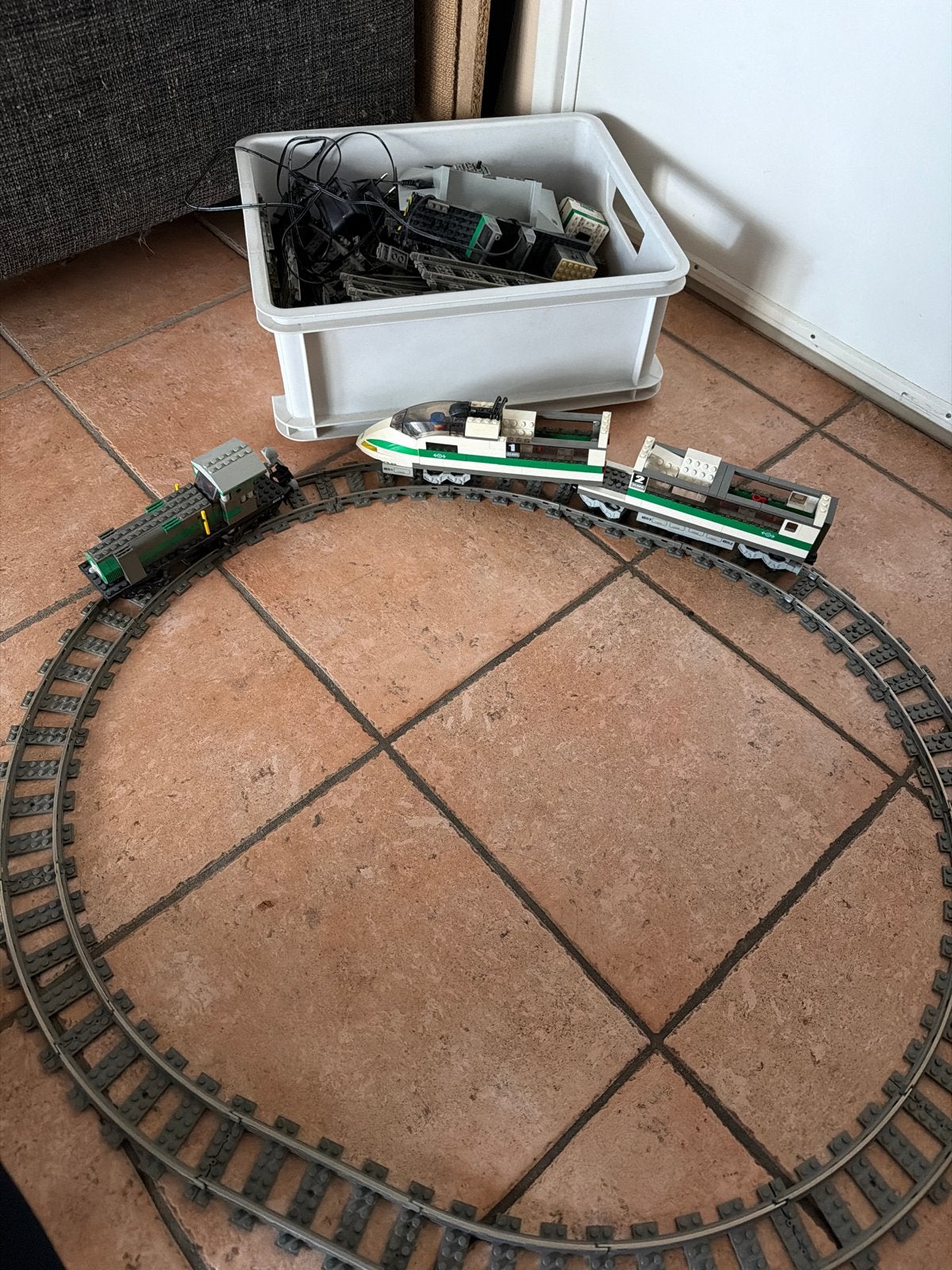 Lego Trein met Rails en Extra Onderdelen, Ophalen of Verzenden, Gebruikt, Overige merken