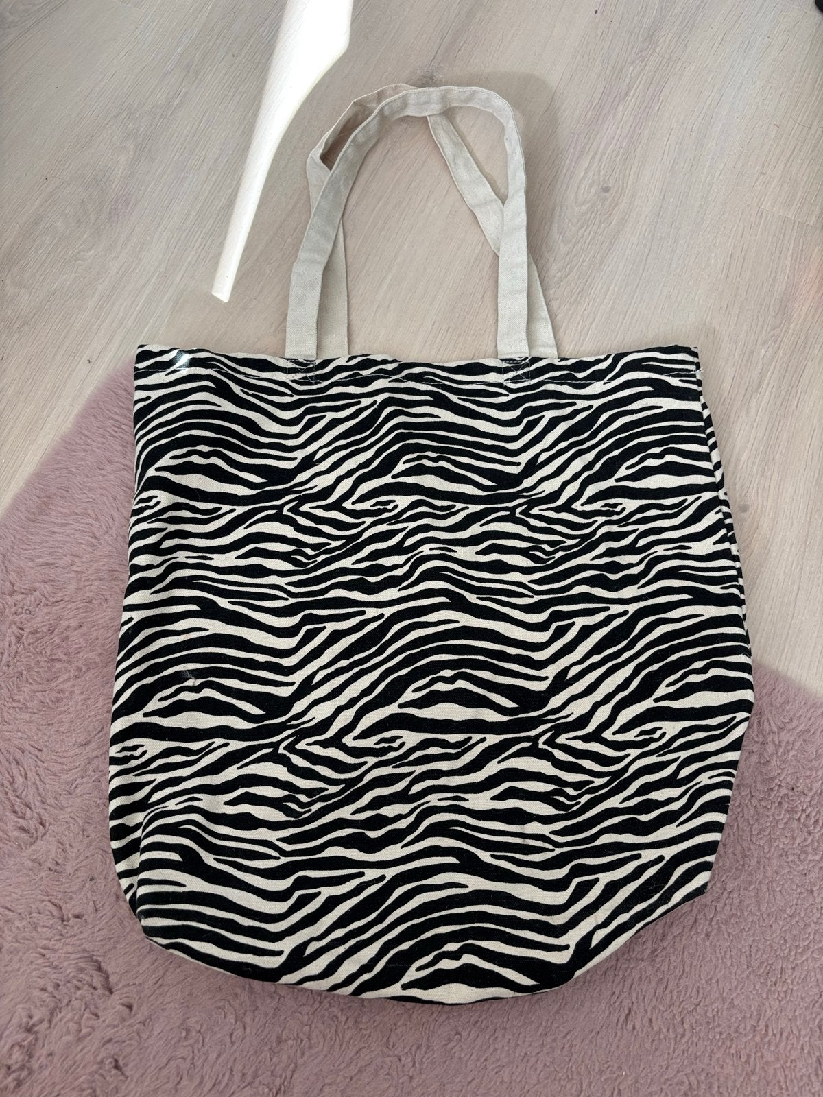 Zebraprint Canvas Shopper Tas, Ophalen of Verzenden, Gebruikt, Zwart, Shopper