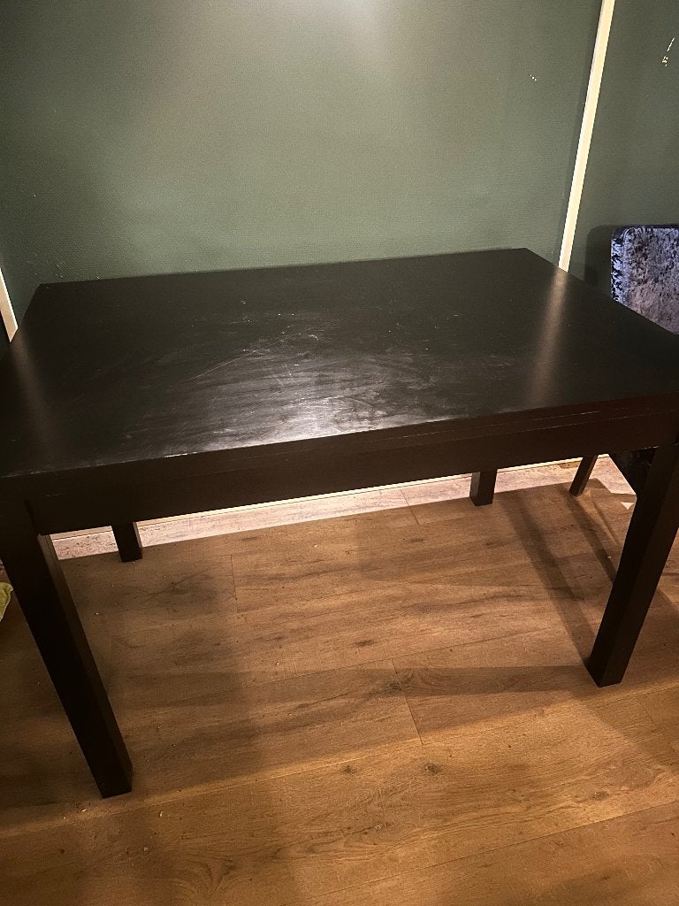 Zwarte tafel, Huis en Inrichting, Tafels | Eettafels, Ophalen, Gebruikt, 100 tot 150 cm, 50 tot 100 cm