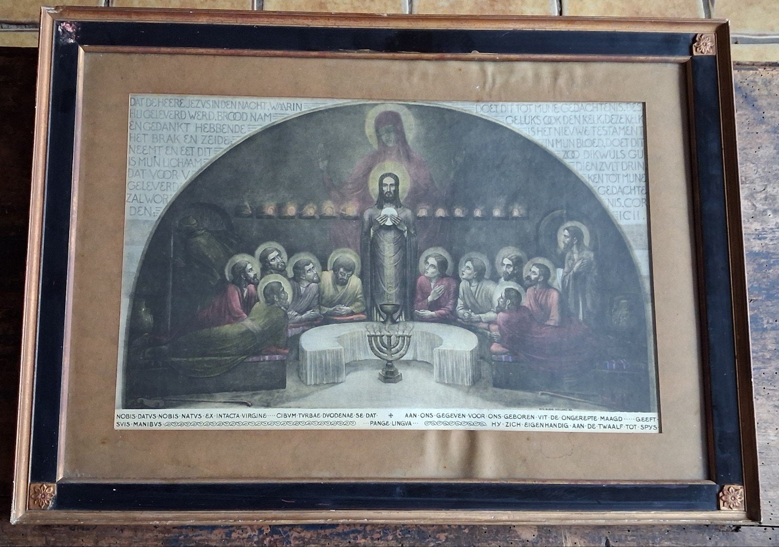 Laatste Avondmaal. Chromolithografie.  Ca 1875/1900. 65/40 c, Ophalen of Verzenden, Gebruikt, Overige typen, Christendom | Katholiek