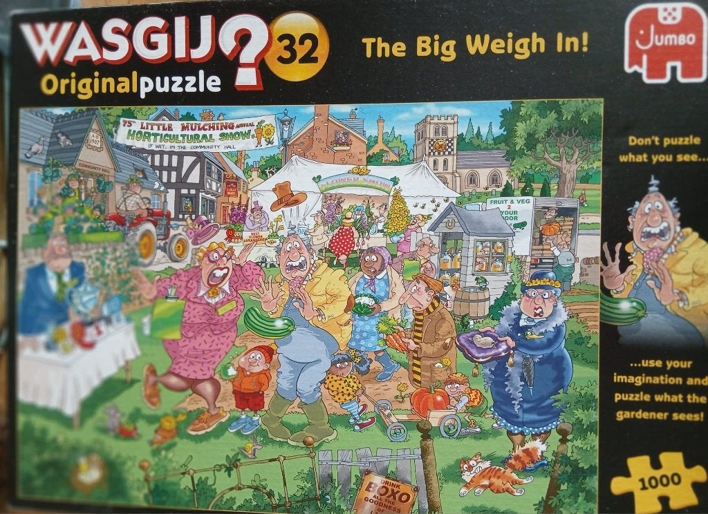 Wasgij Original 32 The Big Weight In legpuzzel, Ophalen of Verzenden, 500 t/m 1500 stukjes, Zo goed als nieuw, Legpuzzel