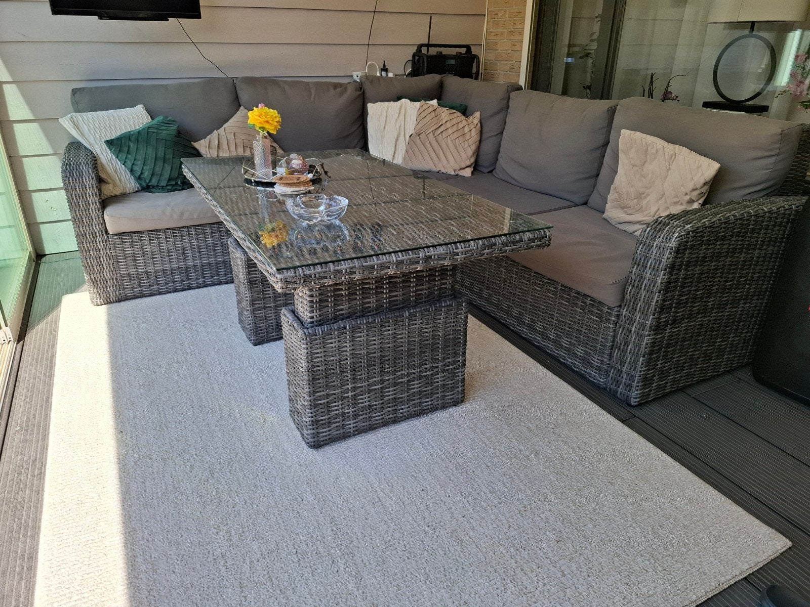 loungeset 250 ×240 met verstelbare tafel, Tuin en Terras, Ophalen, 5 zitplaatsen, Gebruikt, Eettafel