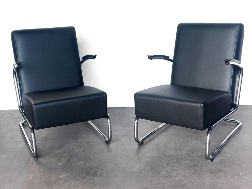 Gispen 405 set/2 | nieuw leer gestoffeerd | SET-Prijs !, ., 75 tot 100 cm, Ophalen of Verzenden, Zo goed als nieuw