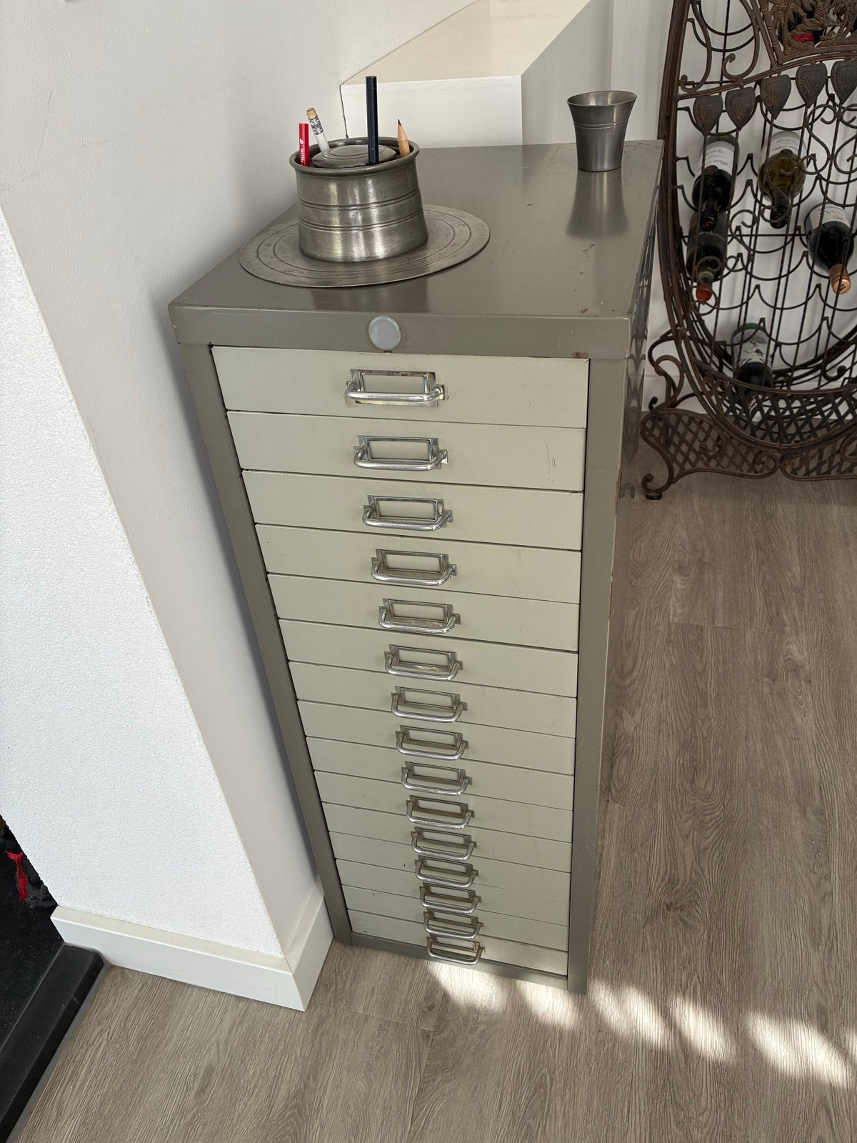 Vintage metalen archiefkast met 15 laden, Ophalen