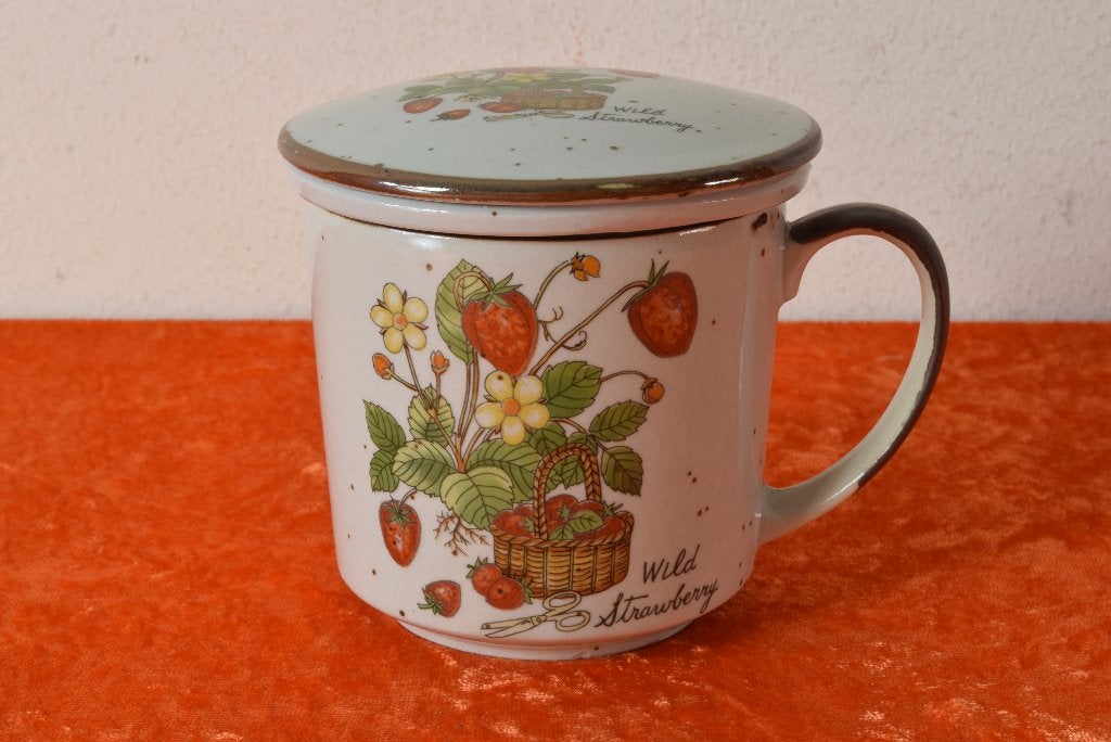 Retro vintage jaren 70 Wildflower theekop + filter + deksel, Huis en Inrichting, Overige merken, Vintage, Ophalen of Verzenden