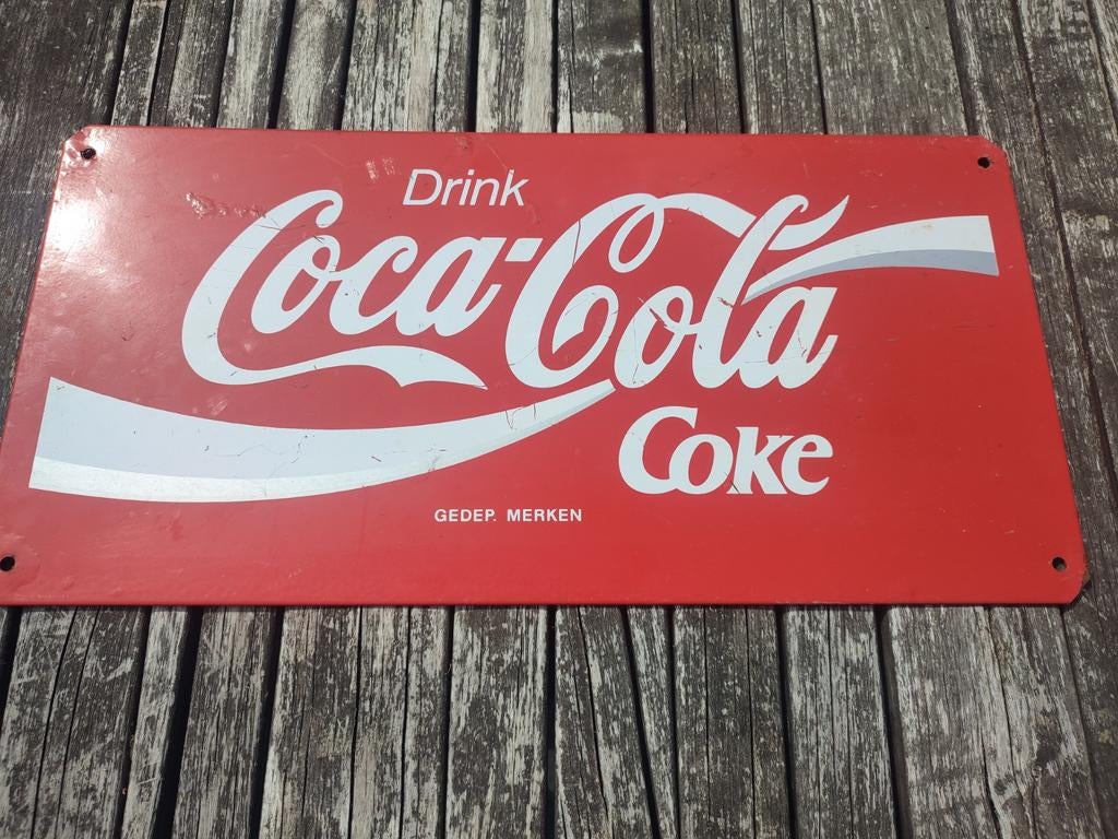 Coca Cola reclame metaal niet netjes, Verzamelen, Ophalen of Verzenden, Gebruikt, Reclamebord