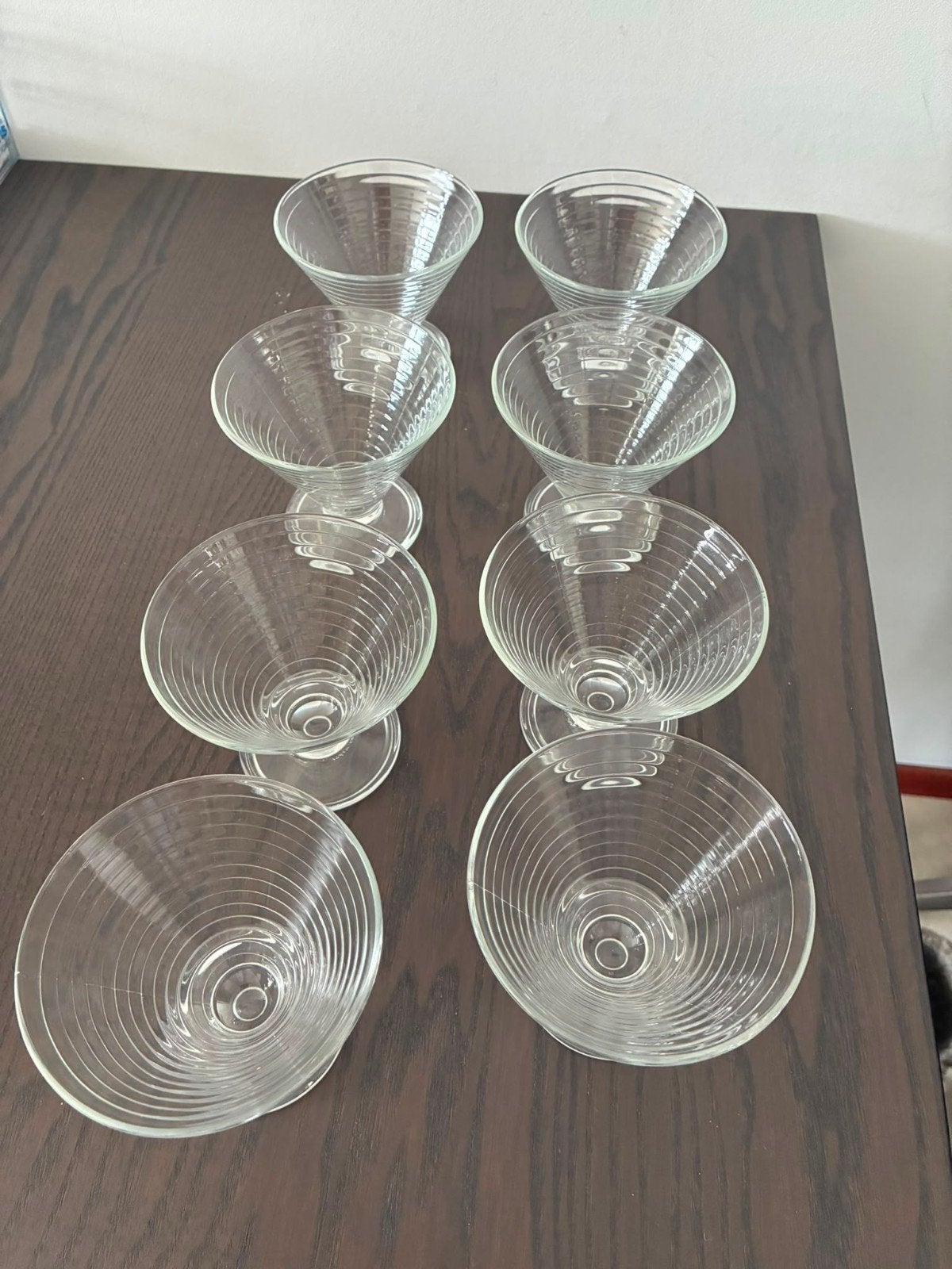 8 retro ijs/dessertcoupes of punch- / cocktailglaasjes, Ophalen, Glas, Overige stijlen