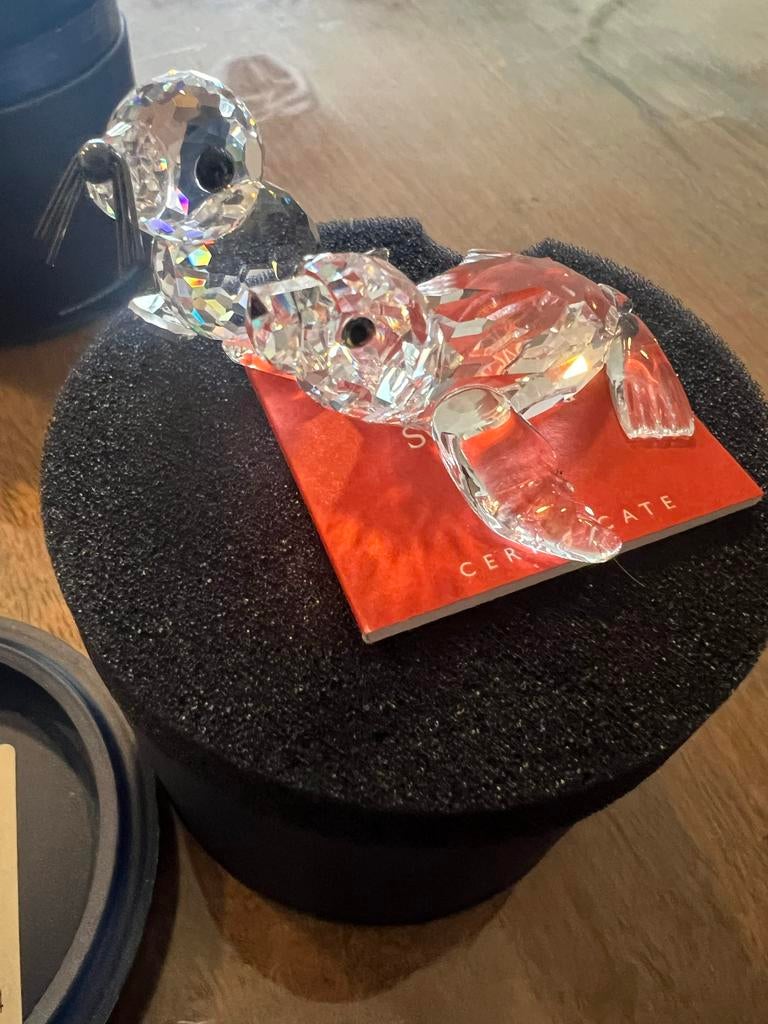 Swarovski zeehondjes set - Twee kristallen beeldjes, Ophalen of Verzenden, Zo goed als nieuw, Figuurtje