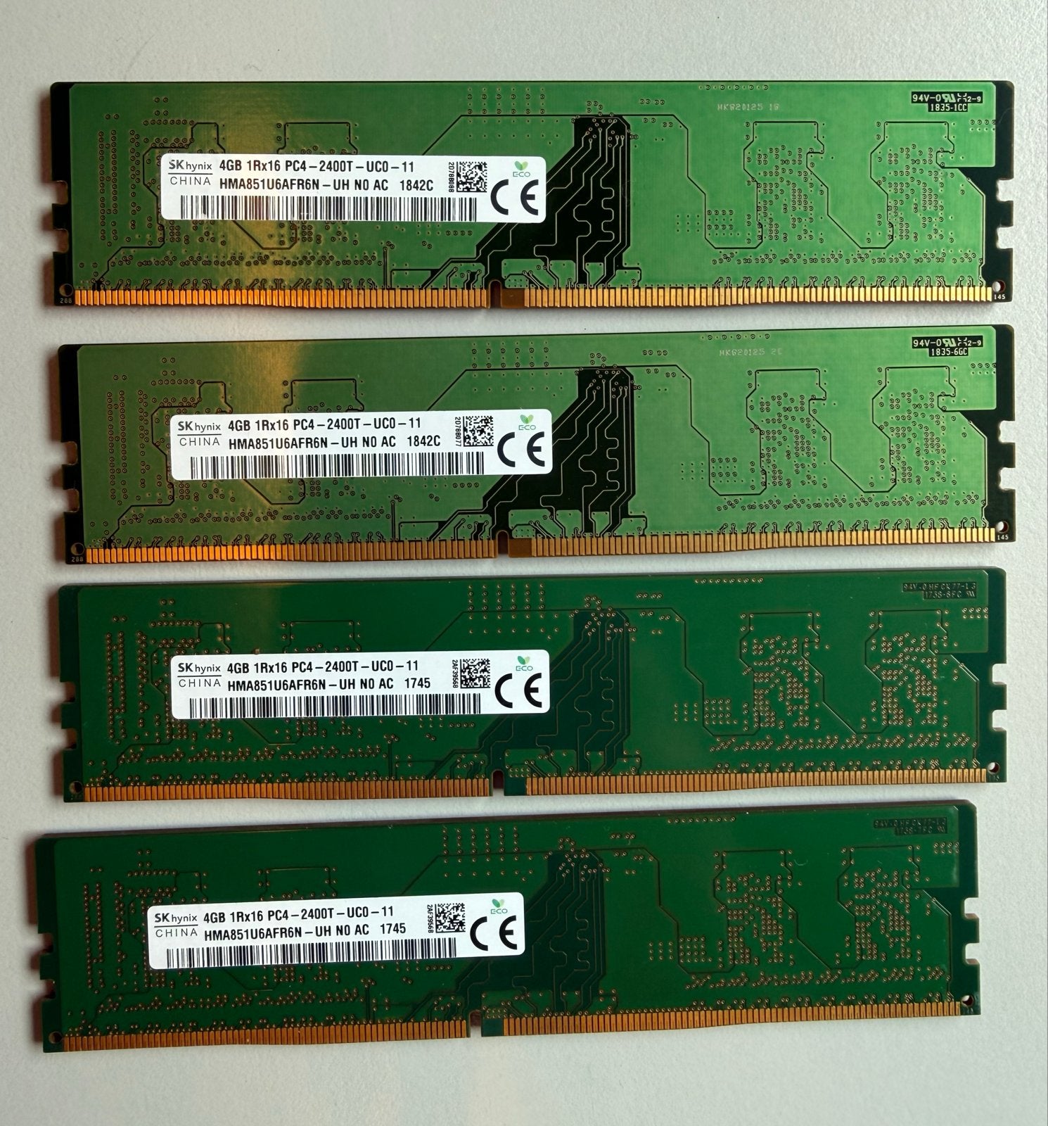 4x SK Hynix 4GB DDR4 2400T RAM Geheugenmodule, Computers en Software, RAM geheugen, Gebruikt, Server, DDR4, Ophalen of Verzenden