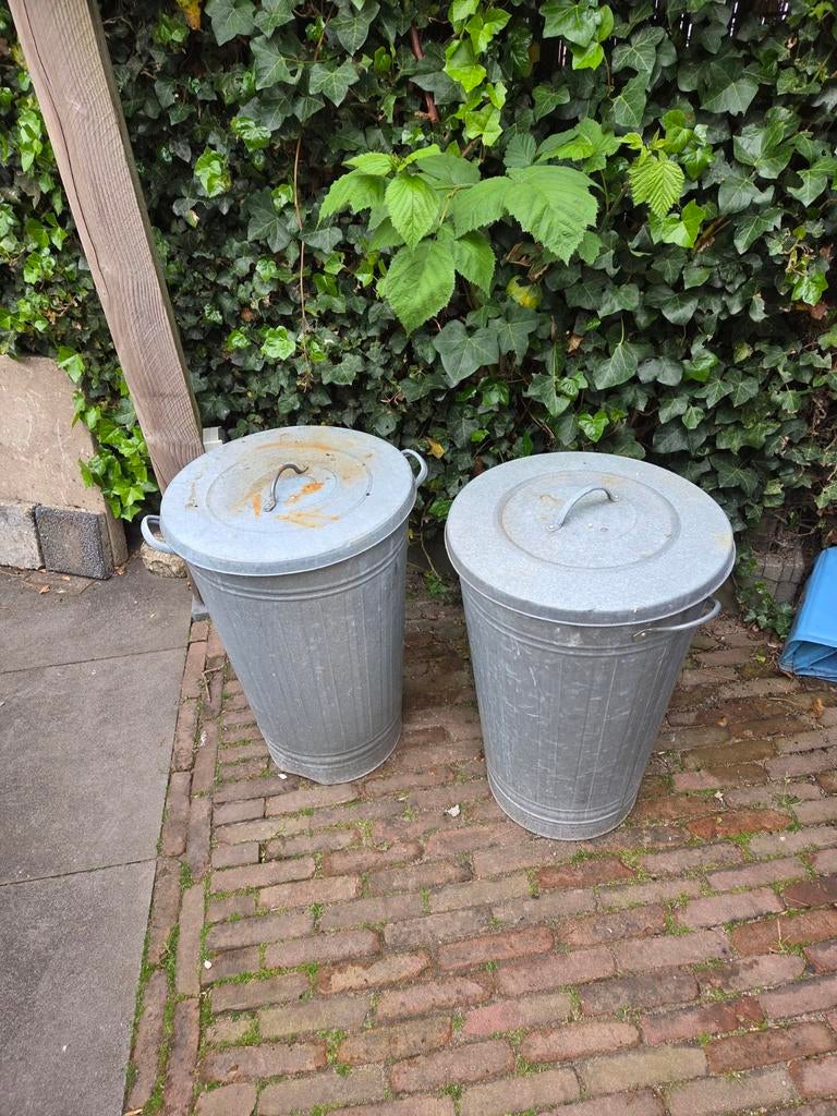 Zinken vuilnisbakken 65 hoog 43 rond ophalen in Huizen, Ophalen of Verzenden