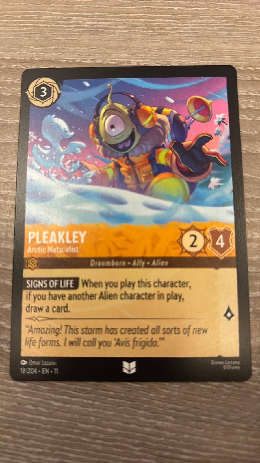 Disney Lorcana Pleakley artic naturalis 18-204 11WSP nonfoil, Ophalen of Verzenden, Zo goed als nieuw, Losse kaart