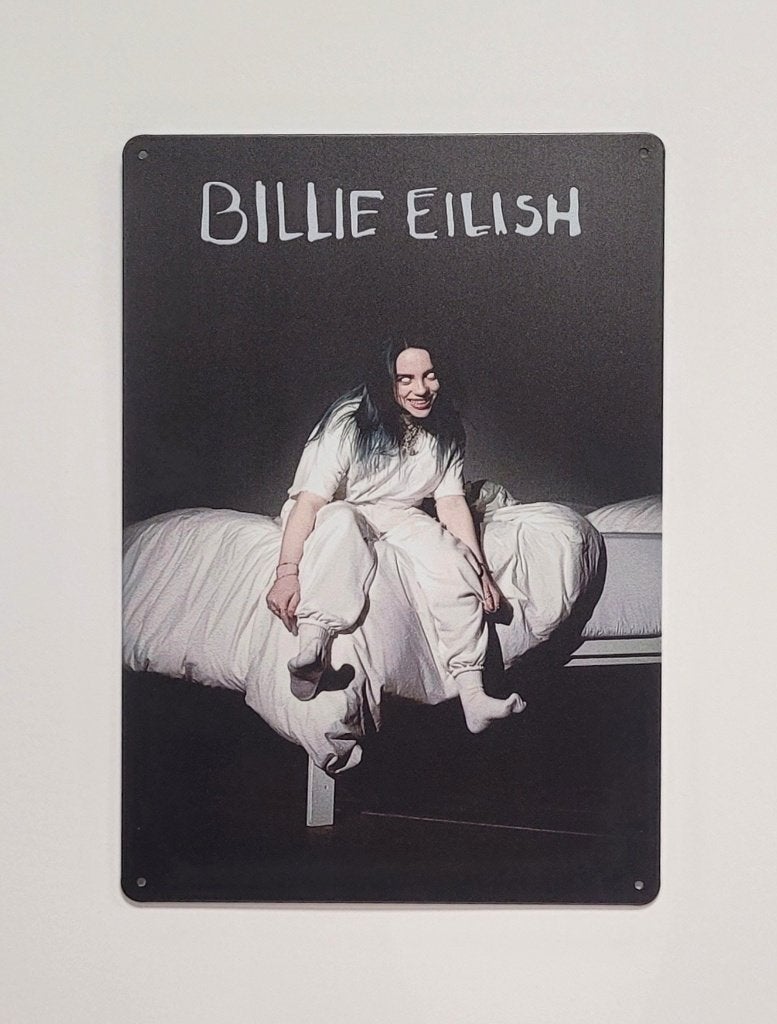 Billie Eilish when we all fall asleep reclamebord van metaal, Info@deconoord.nl, Deco Noord, Nieuw, Ophalen of Verzenden