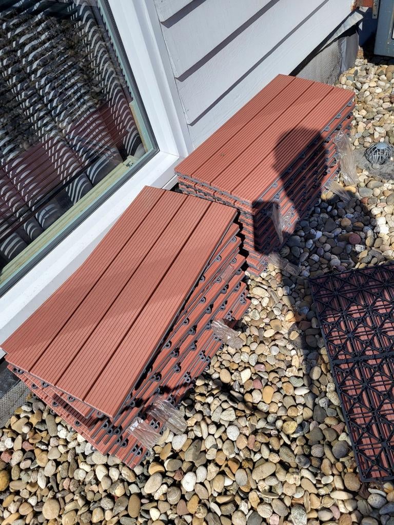 Terrastegels kliksysteem composiet roodbruin, Tuin en Terras, Ophalen of Verzenden, Nieuw, Composiet
