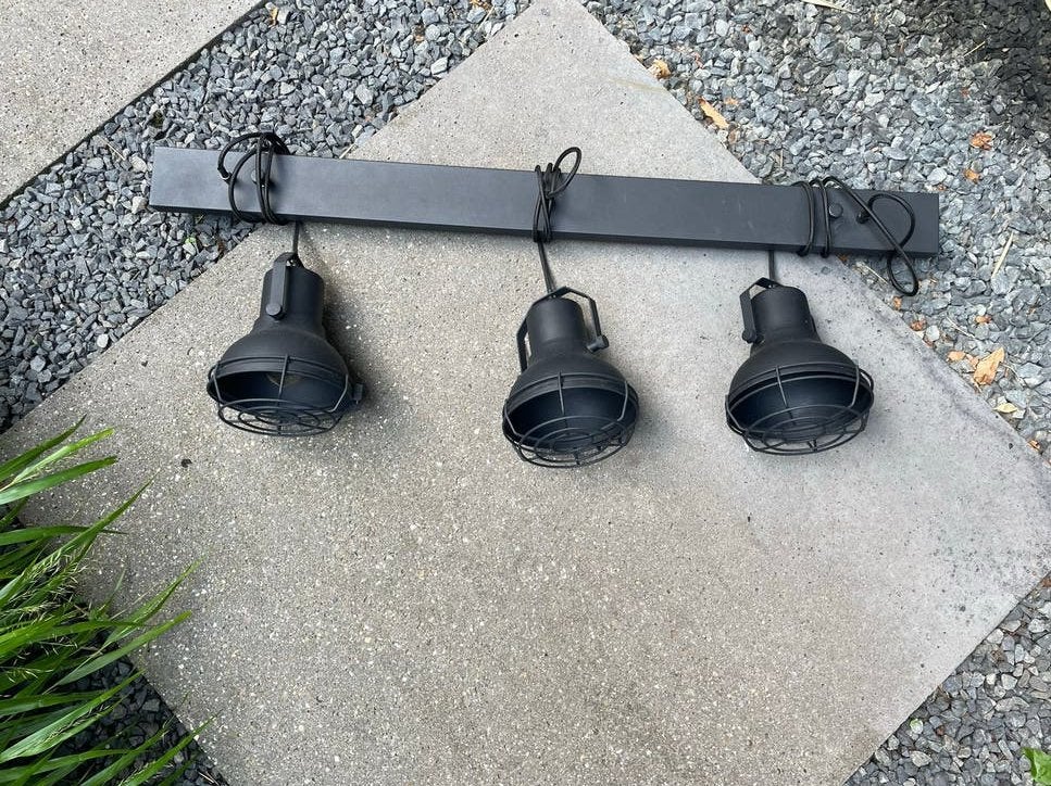 Zwarte hanglampen, Huis en Inrichting, Ophalen of Verzenden, Gebruikt, Industrieel