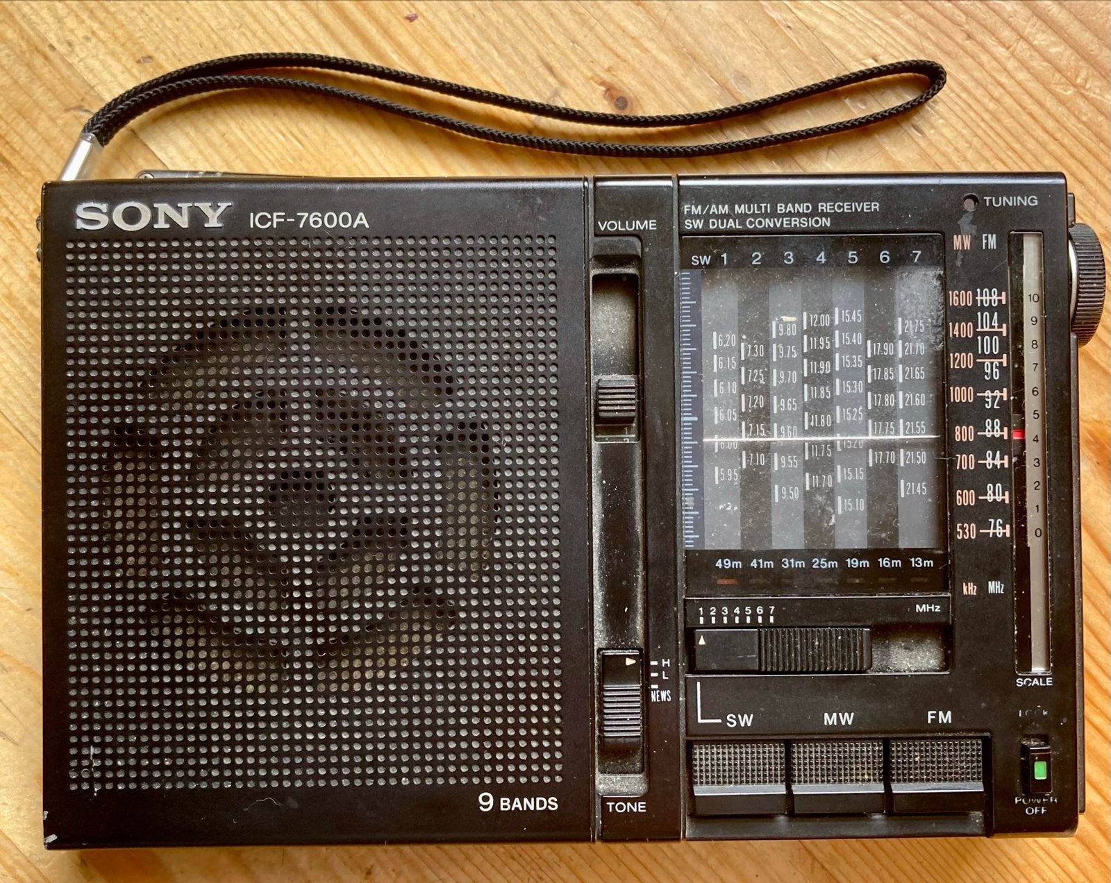 Sony ICF-7600A FM/MW/SW 9-bands Wereldontvanger, Ophalen, Gebruikt, Wereldontvanger