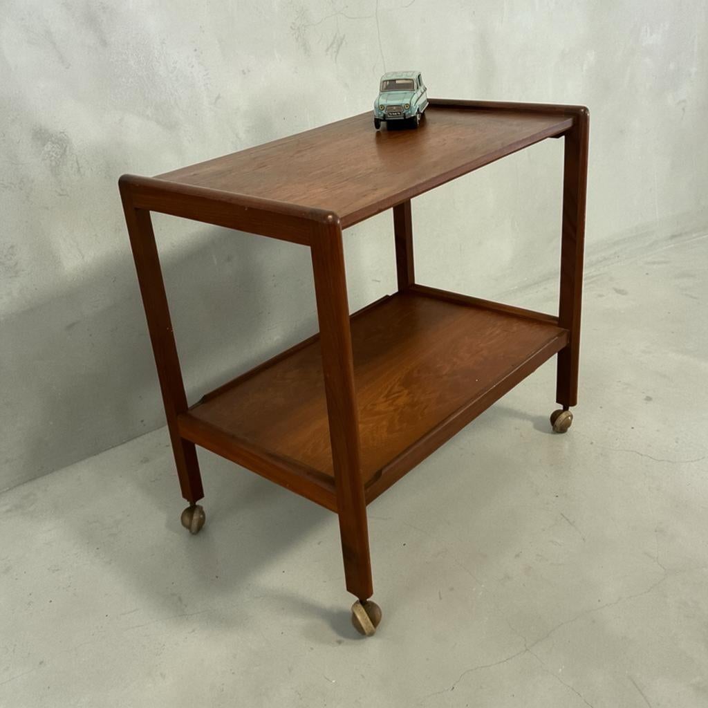 Teakhouten Deense serveerwagen -bar cart trolley, Antiek en Kunst, Ophalen