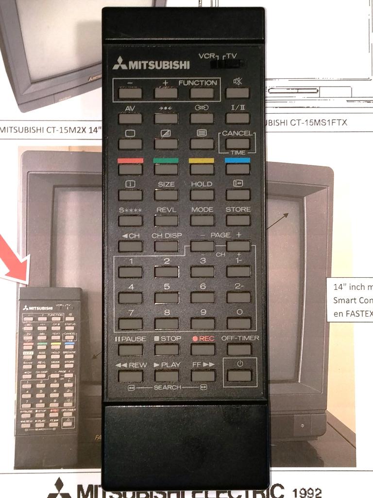 Mitsubishi 939P385A1 TV VCR Remote Control Afstandsbediening, Ophalen of Verzenden, Zo goed als nieuw, Origineel, Tv