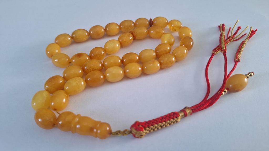 Baltische amber barnsteen tesbih ketting, Ophalen of Verzenden, Overige materialen, Ketting, Met edelsteen