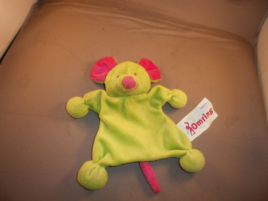 Tiamo muisje /muis kraamzorg omring groen/roze  rammel 17 cm, Muis, Met geluid, Nieuw, Ophalen of Verzenden