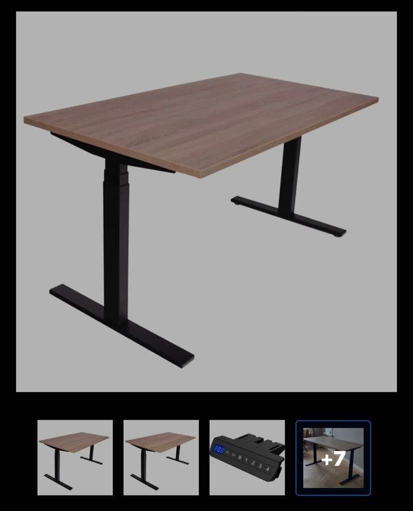 ZGAN Zit-sta bureau 140x80cm eiken met USB-lader, Ophalen, Scandinavisch, Hout, Zo goed als nieuw