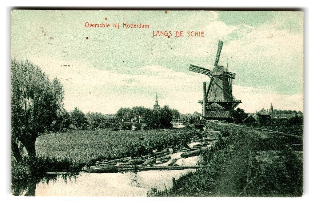 Overschie bij Rotterdam, Langs De Schie - Molen, Verzenden, Voor 1920, Gelopen, Zuid-Holland