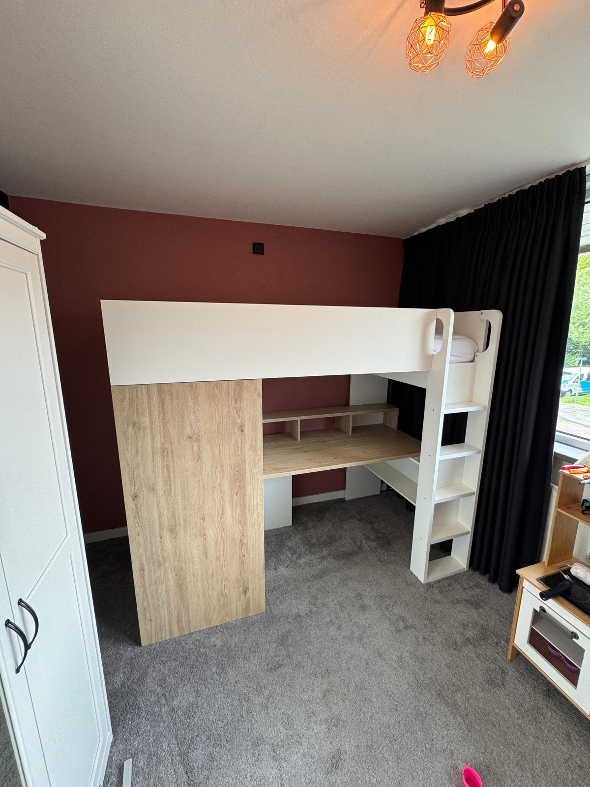 Hoogslaper met bureau en kledingkast, Ophalen, Eenpersoons, Zo goed als nieuw, 200 cm