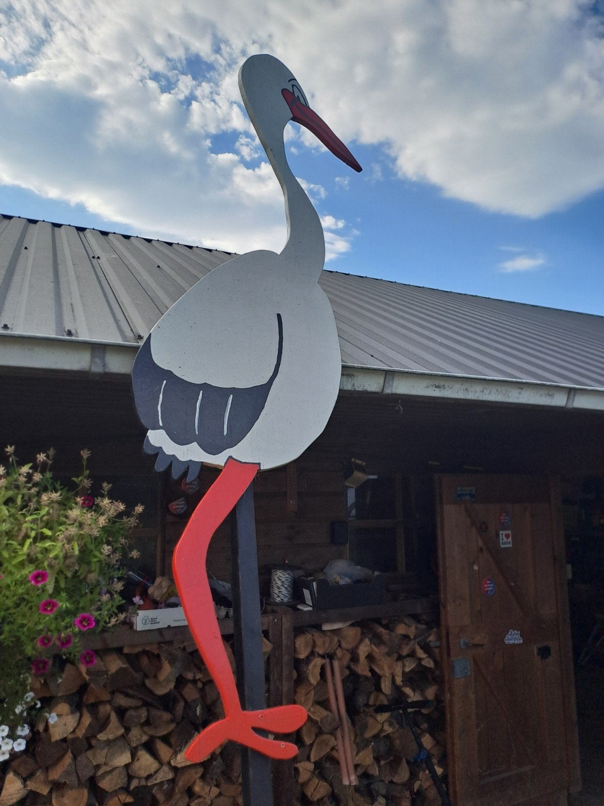 Geboortebord Ooievaar - Houten Decoratie, Kinderen en Baby's, Kraamcadeaus en Geboorteborden, Ophalen, Gebruikt, Geboortebord