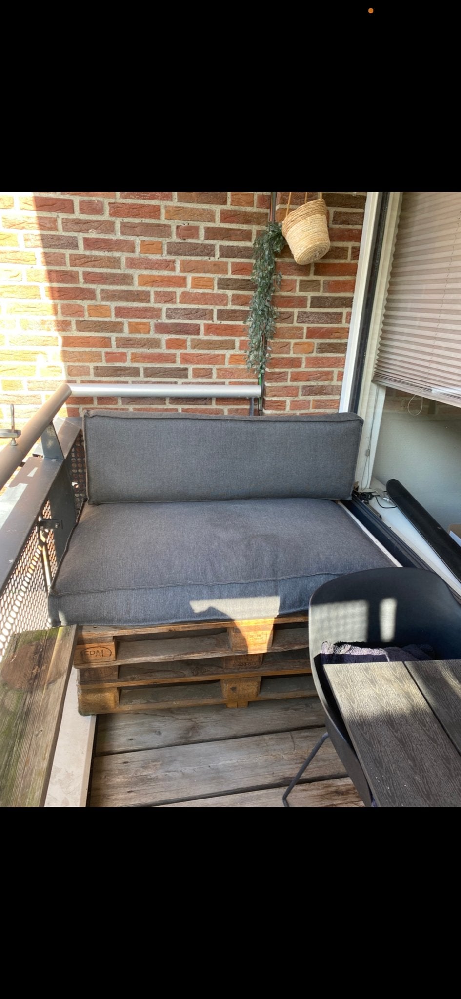 Comfortabele grijze palletkussens palletbank voor buiten, Ophalen, Gebruikt, Palletkussen, Grijs