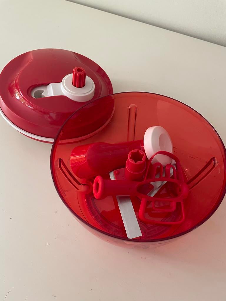 Tupperware Snijder & Klopper - Handmatig, Loeischerpe Messen, Ophalen of Verzenden, Zo goed als nieuw, Rood, Overige typen
