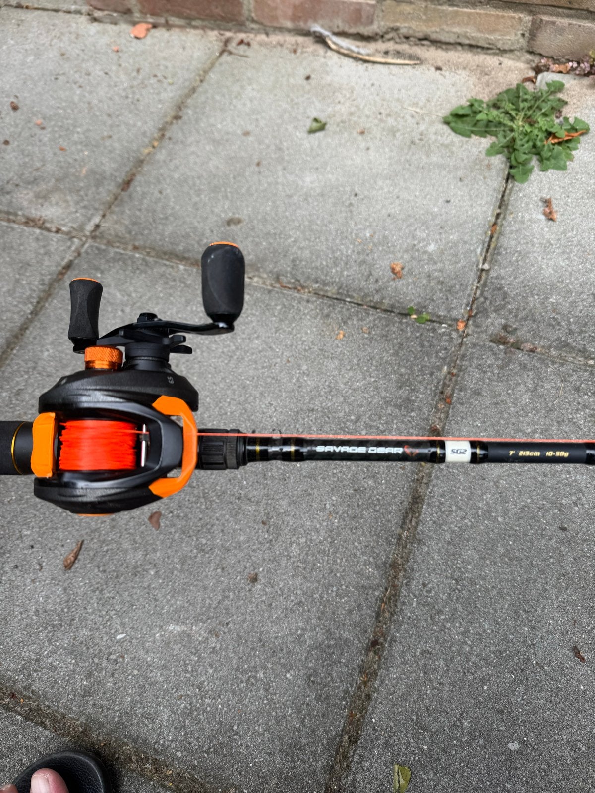 Savage Gear SG2 Werphengel 2.13m 10-30g met nieuwe lijn, Ophalen of Verzenden, Zo goed als nieuw, Werphengel