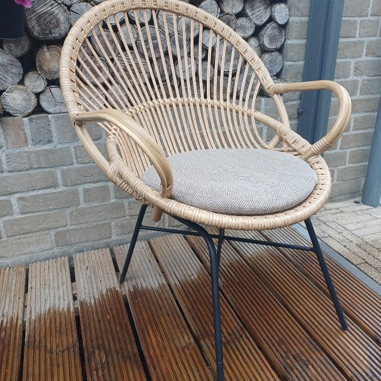 wicker armchair design Rohé Noordwolde rotan fauteuil, Ophalen, Zo goed als nieuw, Bruin, Eén
