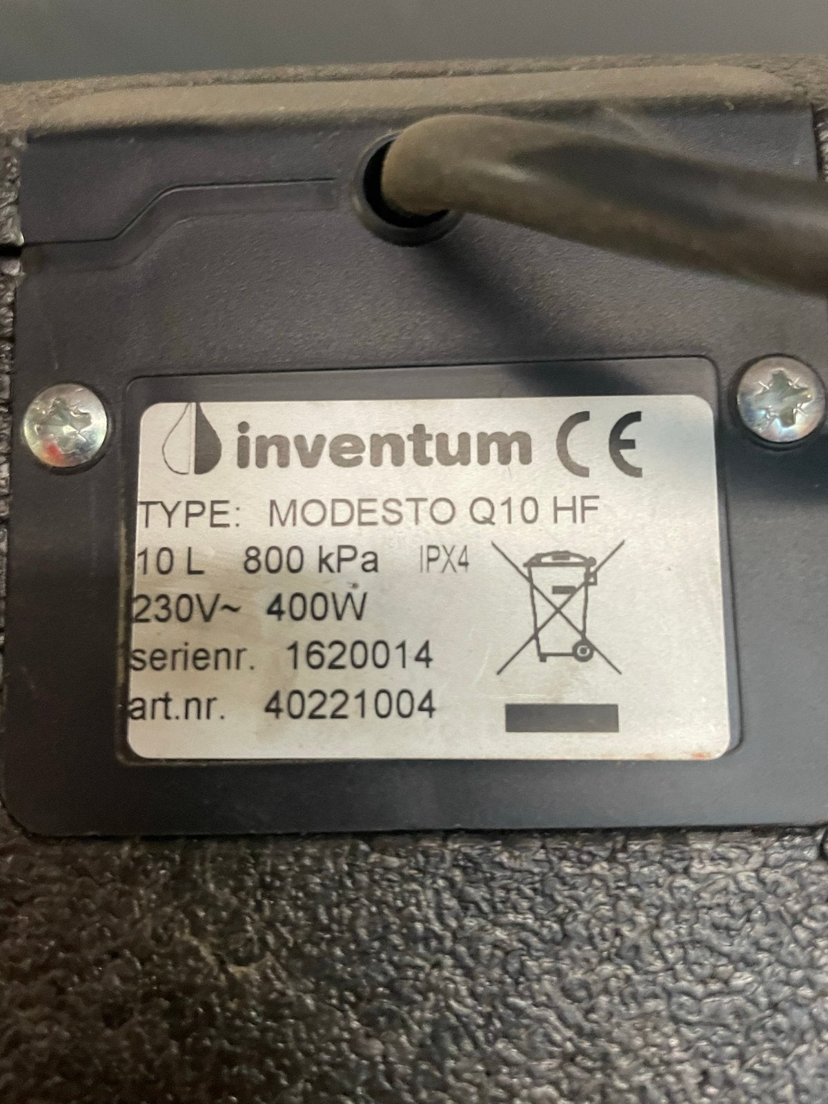 Inventum Modesto Q10 HF Boiler - 10 Liter, Gebruikt, Minder dan 20 liter, Onbekend, Boiler
