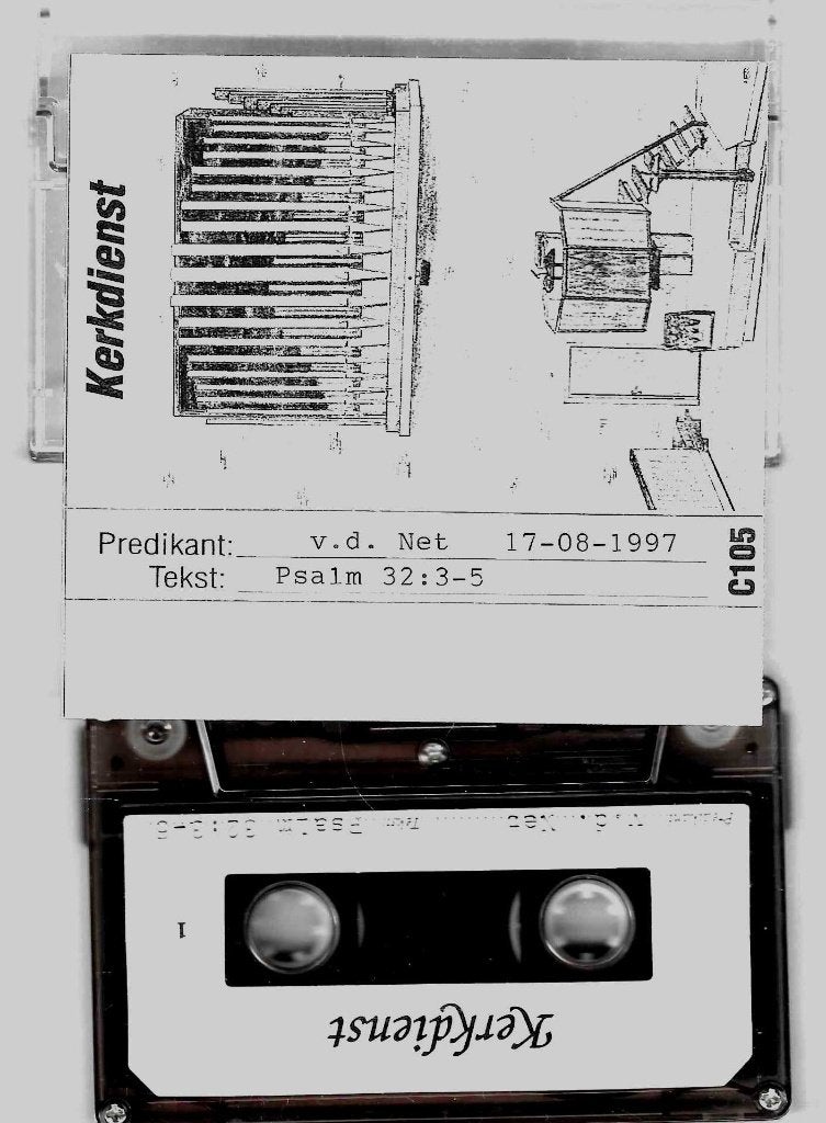 Net, Ds. J.S. van der (GG) - Preekcassette Psalm 32: 3-5, Gebruikt, 1 bandje, Ophalen of Verzenden, Voorbespeeld