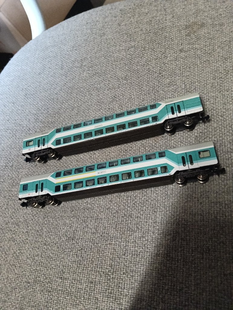 Fleischmann Picolo 8124 en 8125 dubbeldekker 2 wagons Nspoor, Gebruikt, Gelijkstroom, Fleischmann, Wagon