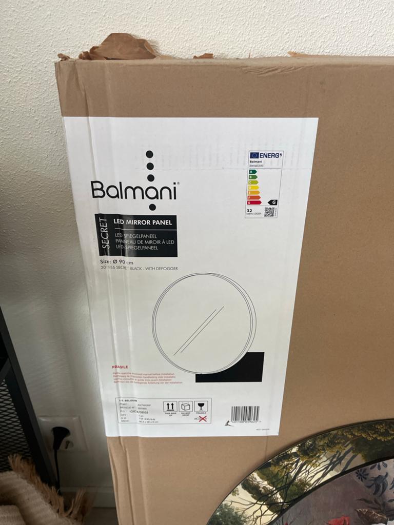 Balmani Secret LED spiegelpaneel Ø 90cm met verwarming!, Huis en Inrichting, Ophalen, Rond, Nieuw, 75 tot 100 cm
